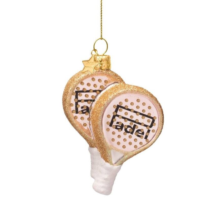 Vondels Ornament glass opal soft pink padel racket H9.5cm