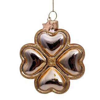 Vondels Ornament glass shiny gold clover H8cm