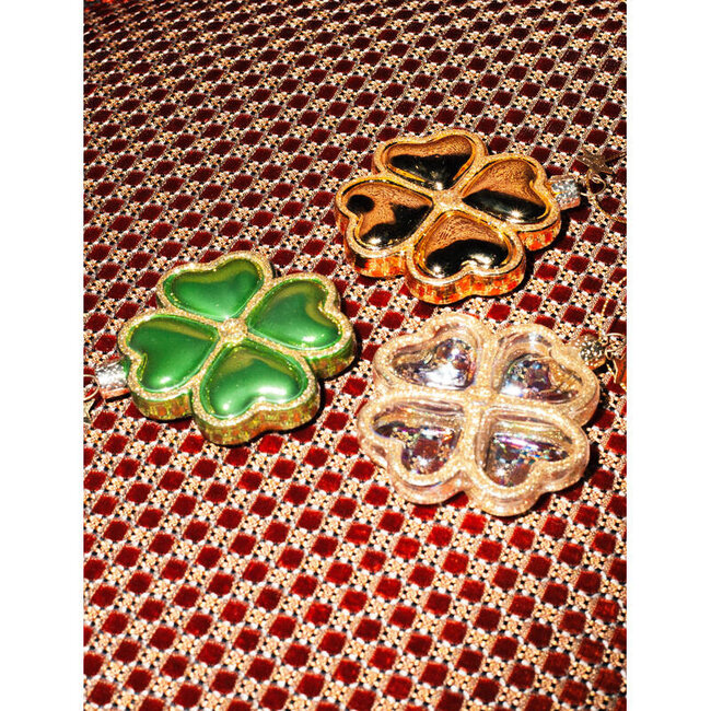 Vondels Ornament glass shiny gold clover H8cm