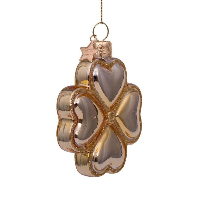 Vondels Ornament glass shiny gold clover H8cm