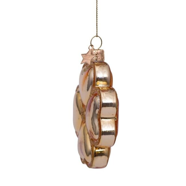 Vondels Ornament glass shiny gold clover H8cm