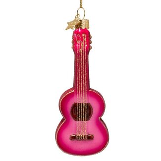 Vondels Ornament glass raspberry pink guitar H12cm