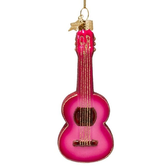 Vondels Ornament glass raspberry pink guitar H12cm