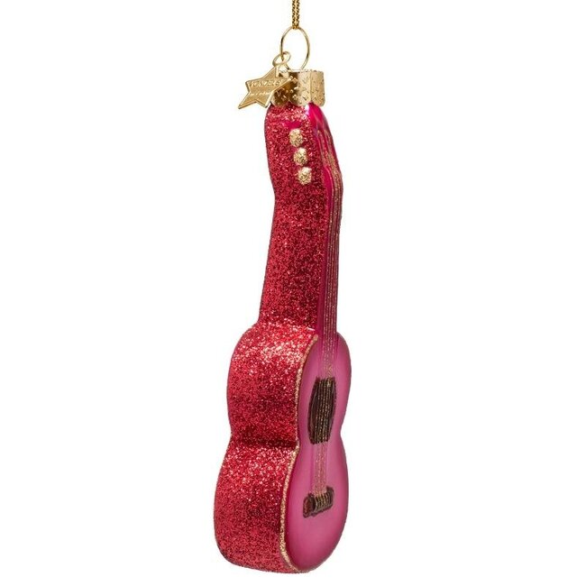 Vondels Ornament glass raspberry pink guitar H12cm