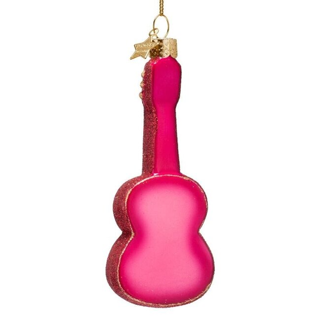 Vondels Ornament glass raspberry pink guitar H12cm