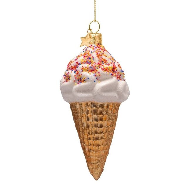 Vondels Ornament glass multicolor ice cream w/sprinkles H14cm