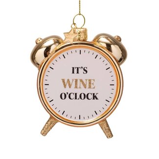 Vondels Ornament glass shiny gold wine o'clock alarm H9cm Vondels Ornament glass shiny gold wine o'clock alarm H9cm