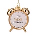 Vondels Ornament glass shiny gold wine o'clock alarm H9cm