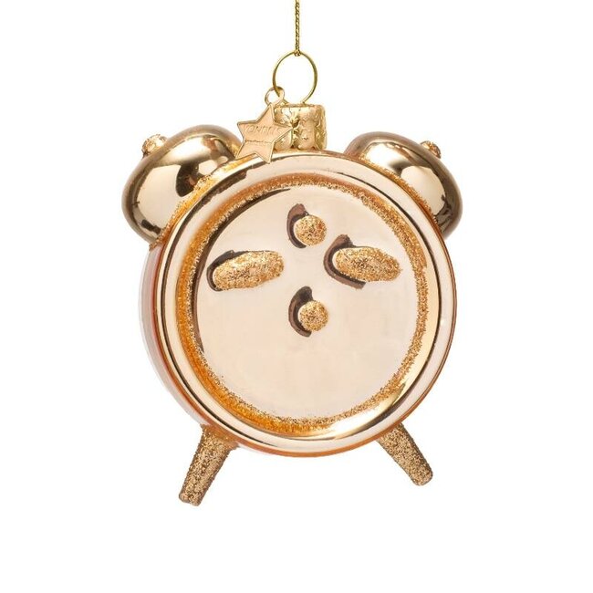 Vondels Ornament glass shiny gold wine o'clock alarm H9cm