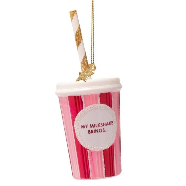 Vondels Ornament glass pink milkshake 15.5cm