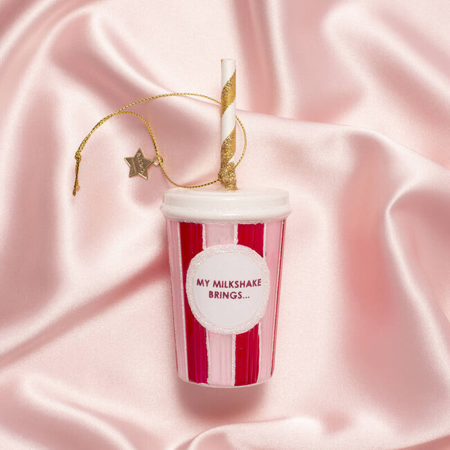 Vondels Ornament glass pink milkshake 15.5cm