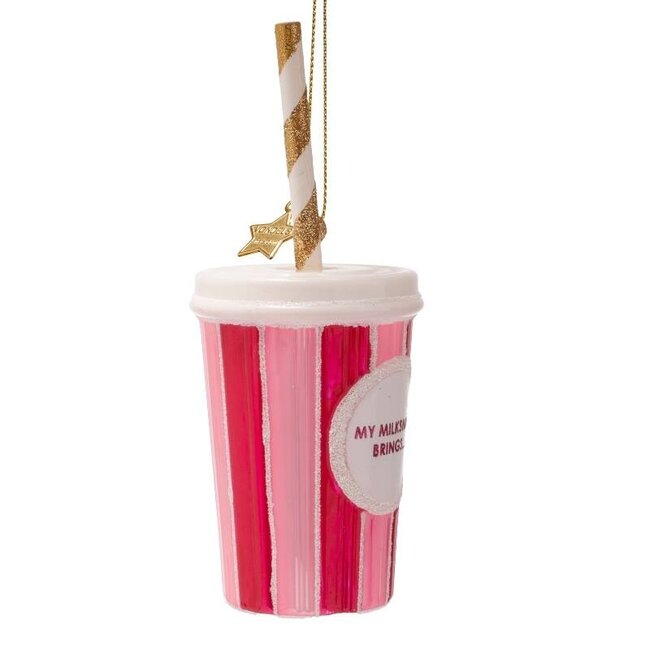 Vondels Ornament glass pink milkshake 15.5cm