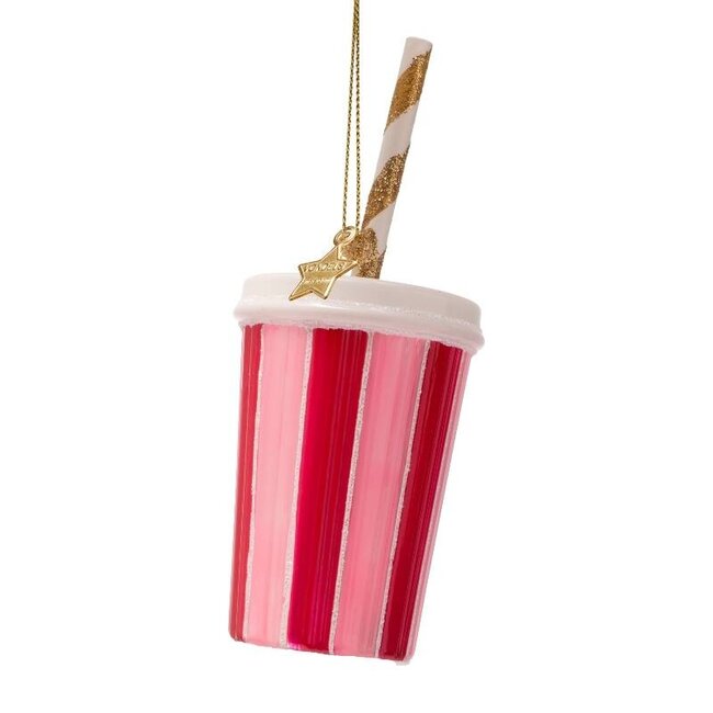 Vondels Ornament glass pink milkshake 15.5cm