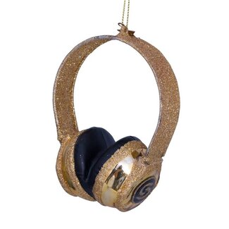Vondels Ornament glass gold glitter headset H12cm