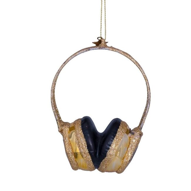 Vondels Ornament glass gold glitter headset H12cm