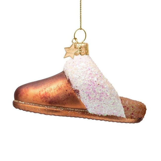 Vondels Ornament glass brown suede slippers H6cm