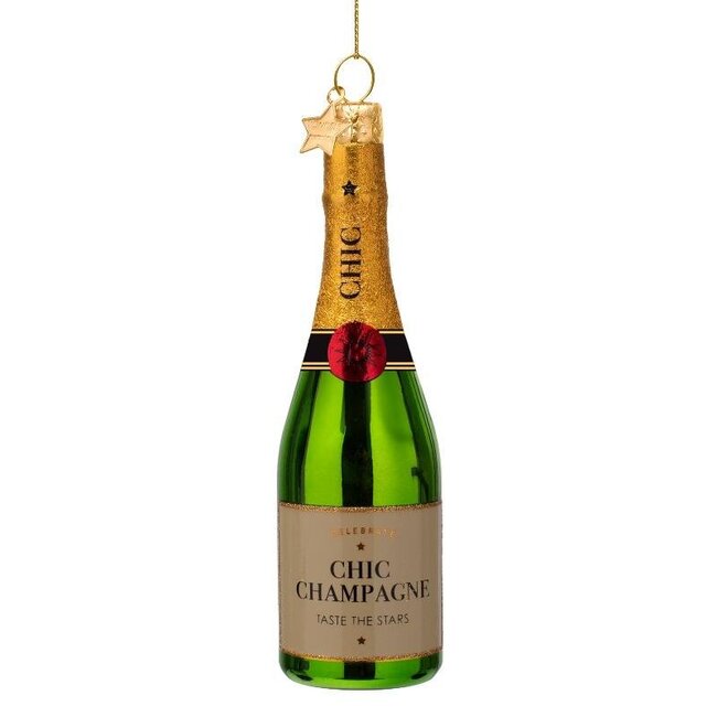 Vondels Ornament glass green luxury champagne bottle H14cm