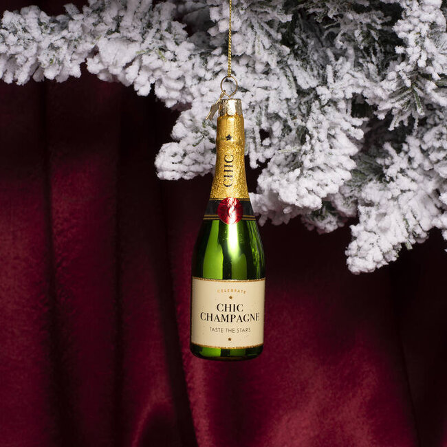 Vondels Ornament glass green luxury champagne bottle H14cm