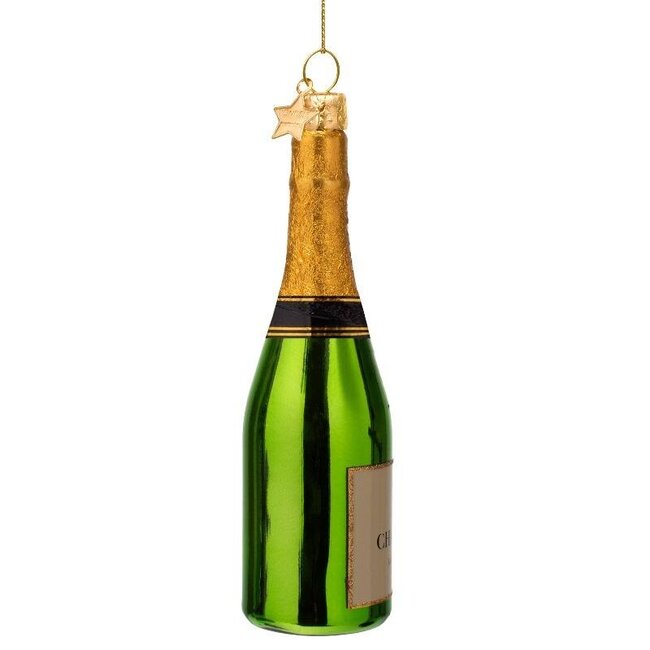 Vondels Ornament glass green luxury champagne bottle H14cm