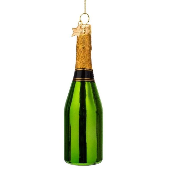 Vondels Ornament glass green luxury champagne bottle H14cm