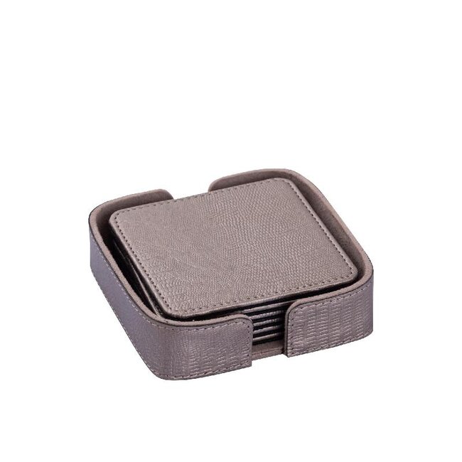 PTMD Set van 6 Rafal Champagne vegan leren onderzetters vierkant