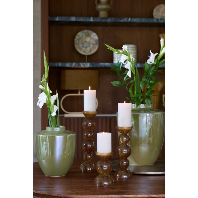 Light & Living Kaarsenhouder Ø9,5x34 cm ITINGA glas donker bruin