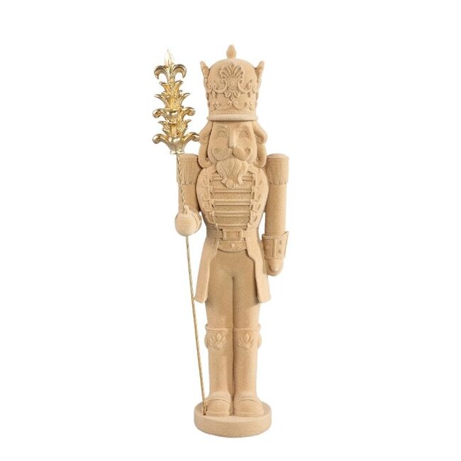 PTMD Muraay Beige poly nutcracker statue w flocking S