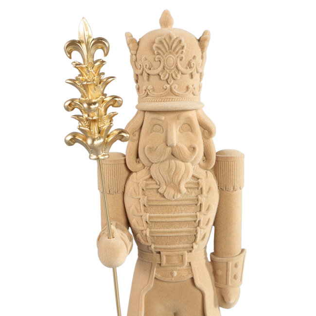 PTMD Muraay Beige poly nutcracker statue w flocking S