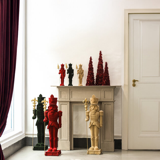 PTMD Muraay Beige poly nutcracker statue w flocking S