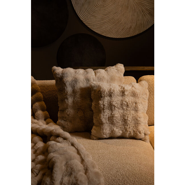 PTMD Dunae Cream fake fur square cushion dotted S 45x45 cm