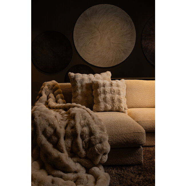 PTMD Dunae Cream fake fur plaid dotted pattern S 170x140 cm