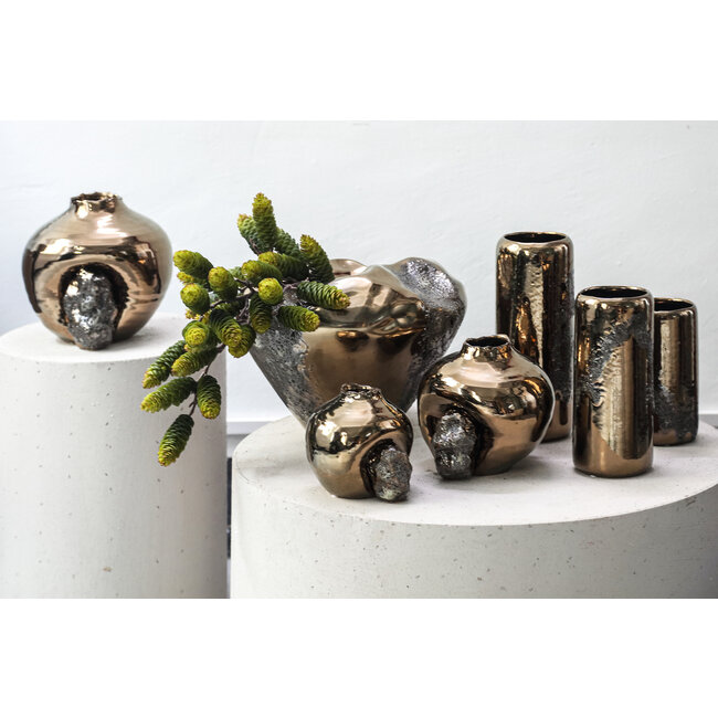 PTMD Rubi Bronze ceramic irregular vase M