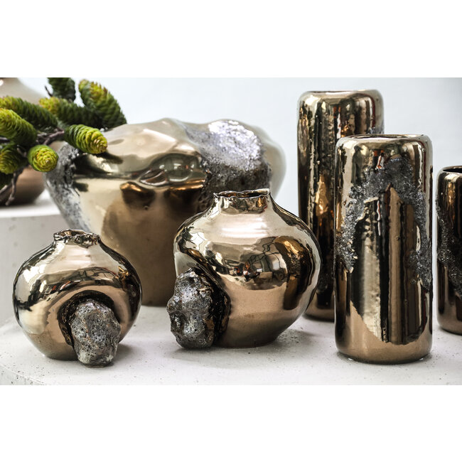 PTMD Rubi Bronze ceramic irregular vase M