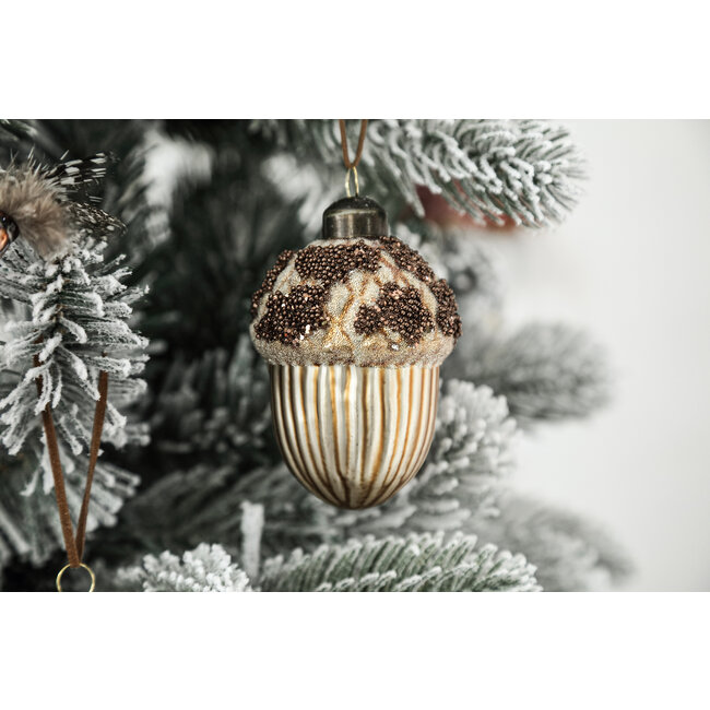 PTMD Autumns Gold glass acorn partially brown beads top