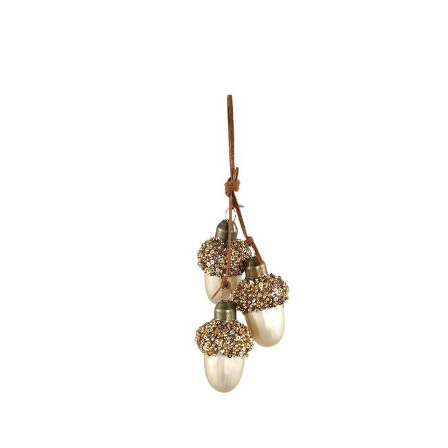 PTMD Autumns Gold glass hanging acorn bunch with beads