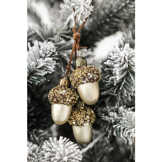 PTMD Autumns Gold glass hanging acorn bunch with beads