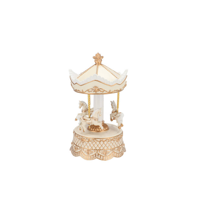 Glowy Cozy Gold Carousel Music Box 13x13x23cm