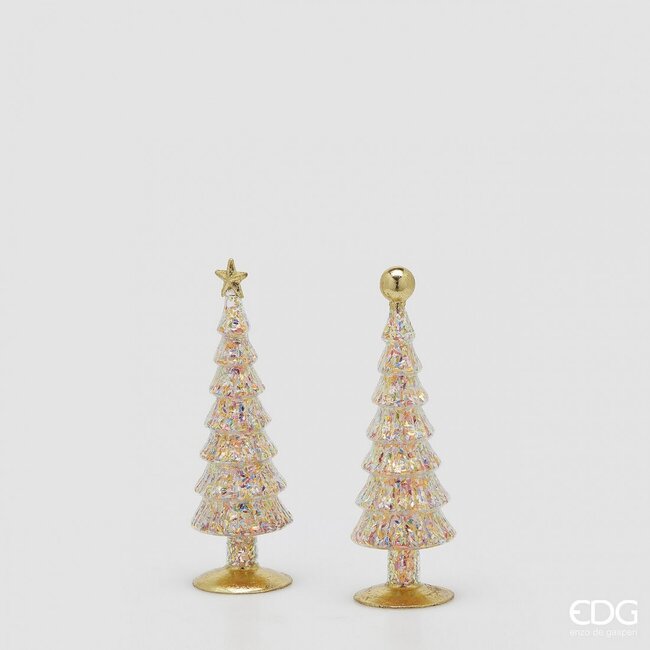 EDG Glazen kerstboompjes met multicolor glitters – H27 x Ø8 cm