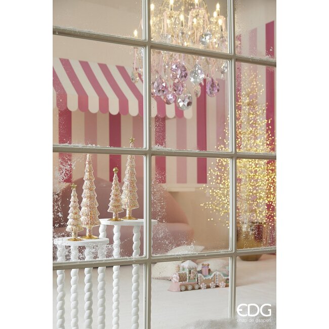 EDG Glazen kerstboompjes met multicolor glitters – H27 x Ø8 cm