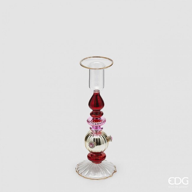 EDG Glazen kerstkandelaar 19x6,5 cm