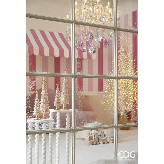 EDG Glazen kerstboompjes met multicolor glitters – H46 x Ø9,5 cm