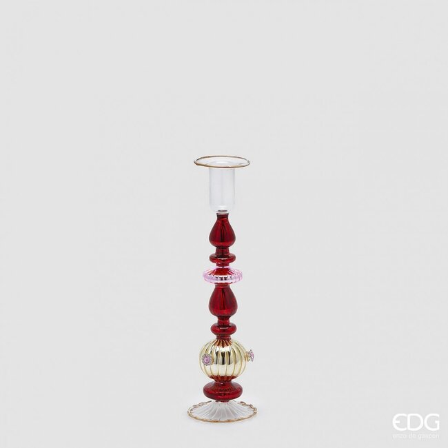 EDG Glazen kerstkandelaar 24x6,5 cm