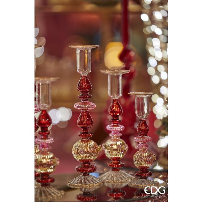 EDG Glazen kerstkandelaar 24x6,5 cm