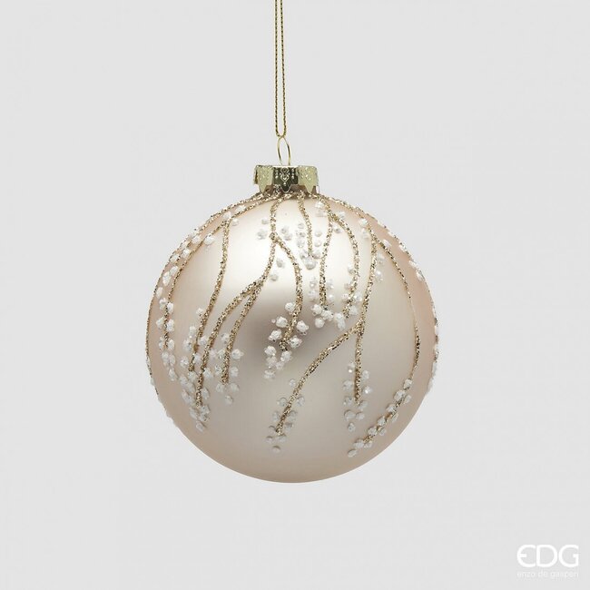 EDG Kerstbal Champagne met Bloesemtakken Ø10 cm