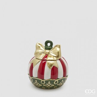 EDG Snoeppot kerstbal Rood Groen 17,5 x Ø16 cm