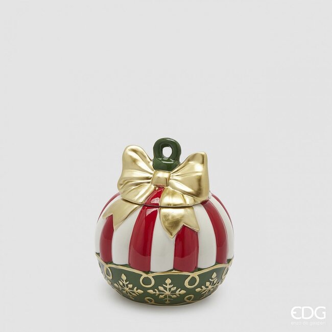 EDG Snoeppot kerstbal Rood Groen 17,5 x Ø16 cm