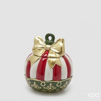 EDG Snoeppot kerstbal Rood Groen 21 x Ø18,5 cm