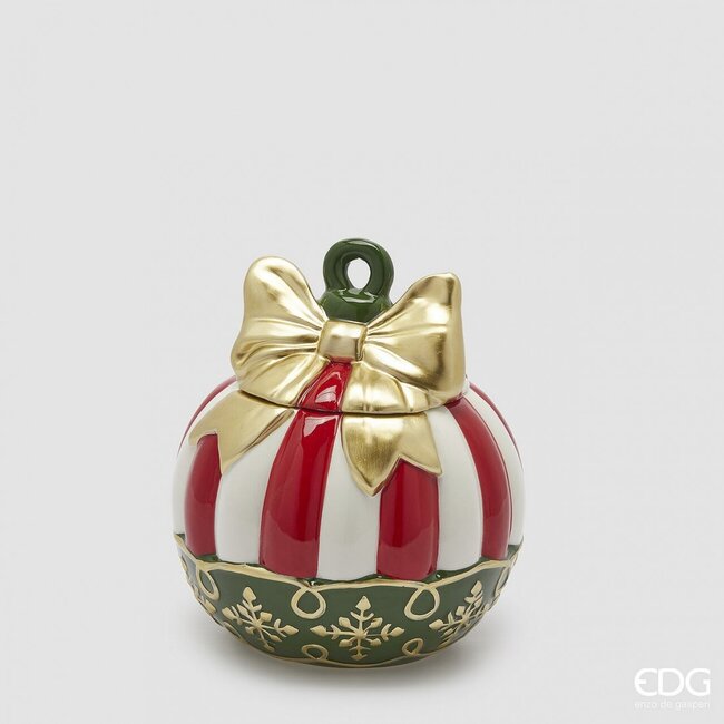 EDG Snoeppot kerstbal Rood Groen 21 x Ø18,5 cm