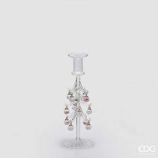 EDG Glazen kandelaan helder kerstboom 24,5x9 cm