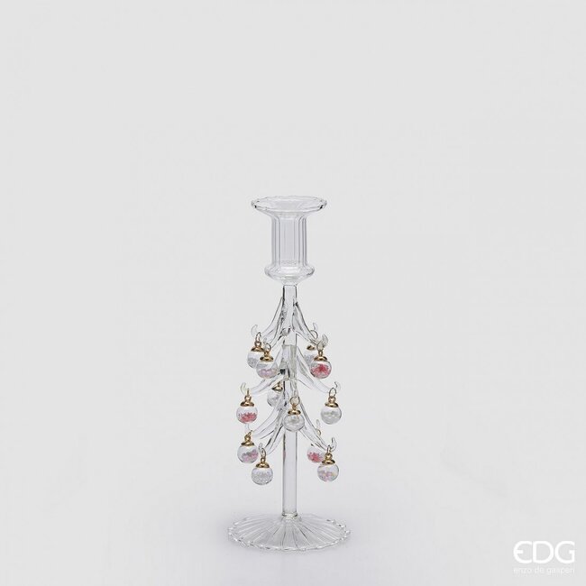 EDG Glazen kandelaan helder kerstboom 24,5x9 cm